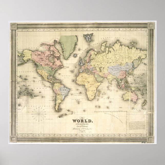 Die Welt über die Projektion von Mercator | 1840 Poster (Vorne)