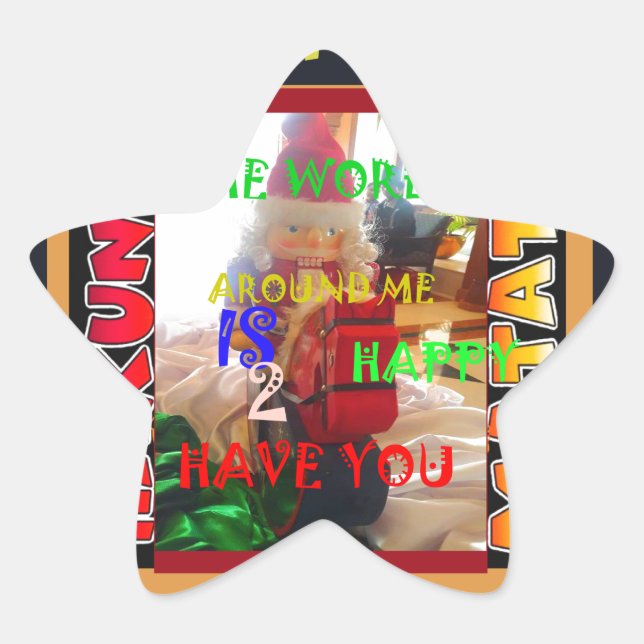 Die Welt um mich ist glücklich, dich farbig zu hab Stern-Aufkleber (Vorderseite)