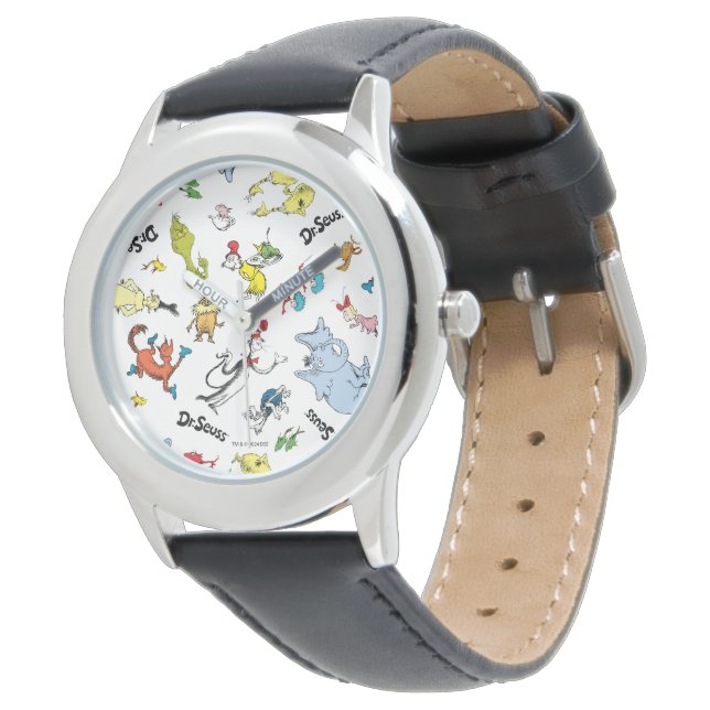 Die Welt von Dr. Seuss Pattern Armbanduhr (Schrägansicht)