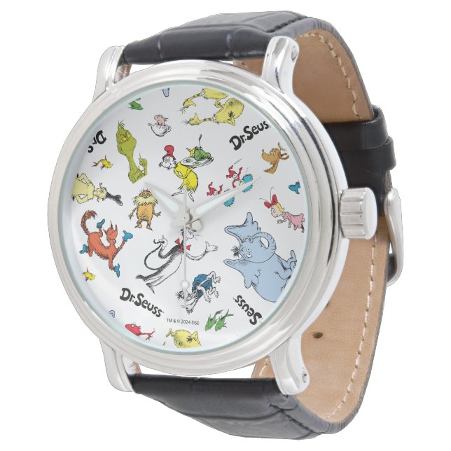 Die Welt von Dr. Seuss Pattern Armbanduhr (Schrägansicht)