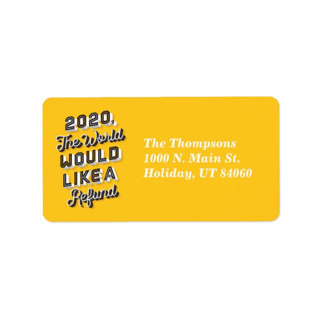 Die Welt würde gerne Reklamationszeichen erhalten Adressaufkleber (Vorne)