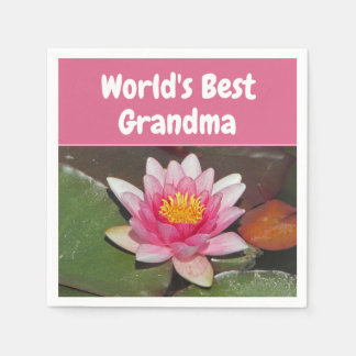 Die weltbeste Oma Vivid Pink Water Lily Blume Serviette