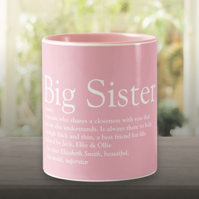 Die weltbeste Schwester definiert Girly Pink Zweifarbige Tasse (World's Best Ever Sister Definition Girly Pink Two-Tone Coffee Mug)