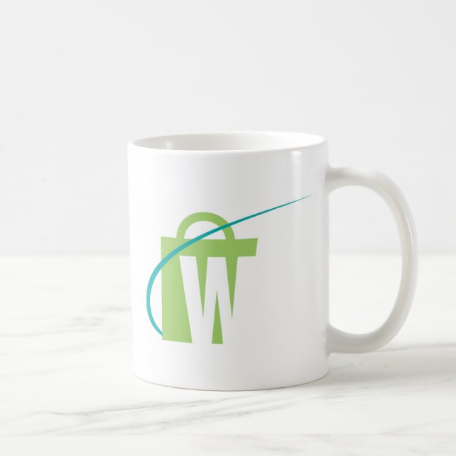 Die Welten am größten: Weiße "w-" Tasse (Rechts)