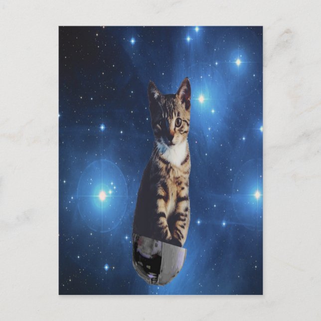 Die Weltraumkatze klatschen Postkarte (Vorderseite)