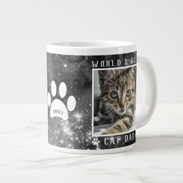 Die weltweit beste Cat Vater Space Pad Drucke Foto Jumbo-Tasse (Vorderseite Rechts)