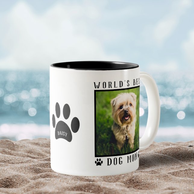Die weltweit beste Mama für Hunde Drucke Name Pet  Zweifarbige Tasse (World's Best Dog Mom Paw Prints Name Pet Photo Two-Tone Coffee Mug)