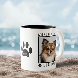 Die weltweit beste Vater-Paw druckt Pet-Foto Zweifarbige Tasse
