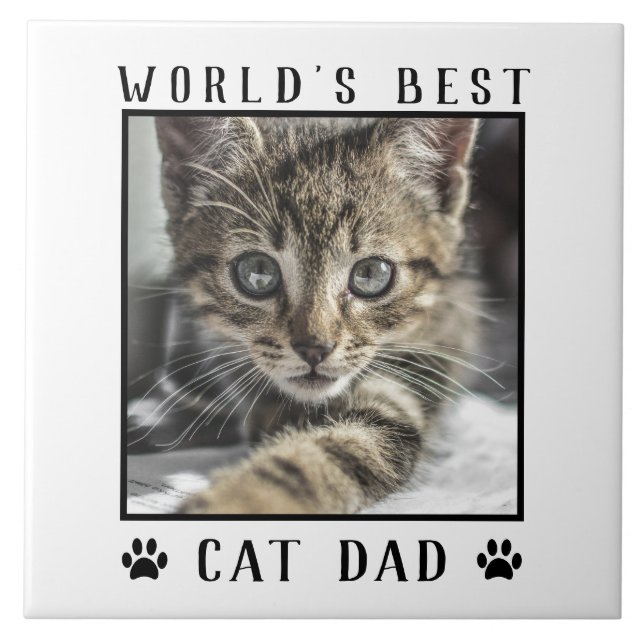 Die weltweit besten Cat Vater Paw Prints Pet Foto  Fliese (Vorderseite)