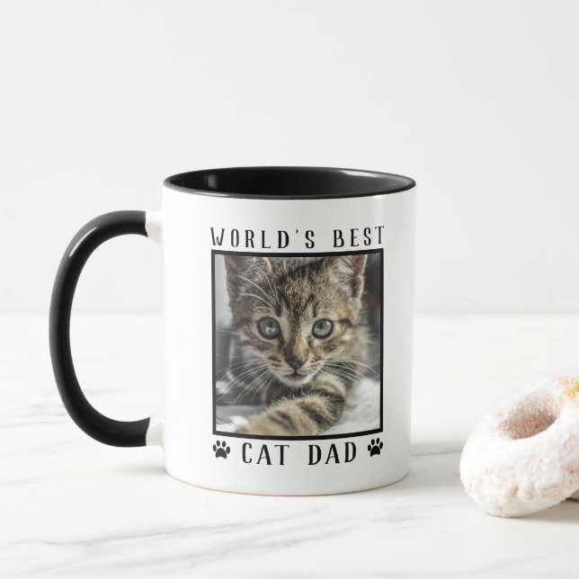 Die weltweit besten Cat Vater Paw Prints Pet Foto  Tasse (Mit Donut)