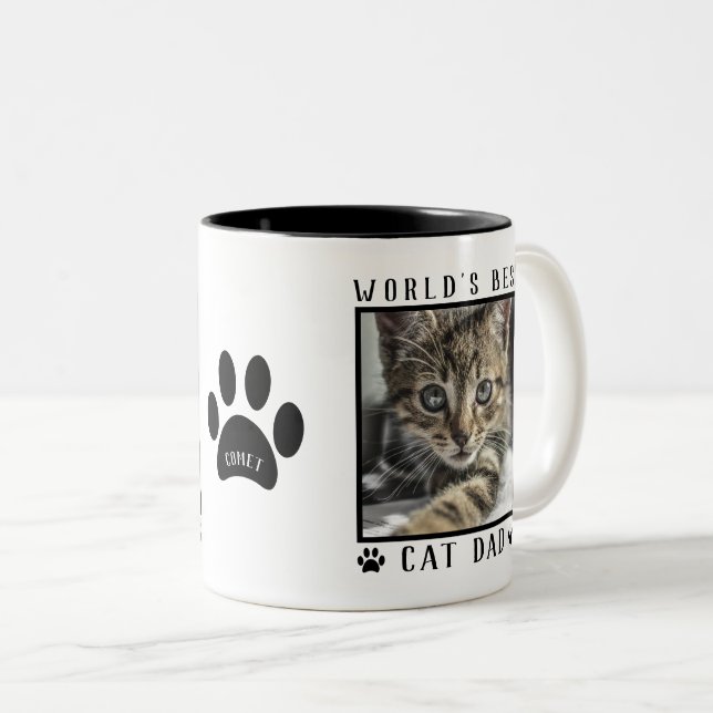 Die weltweit besten Katzenpaw-Vater drucken Name P Zweifarbige Tasse (VorderseiteRechts)