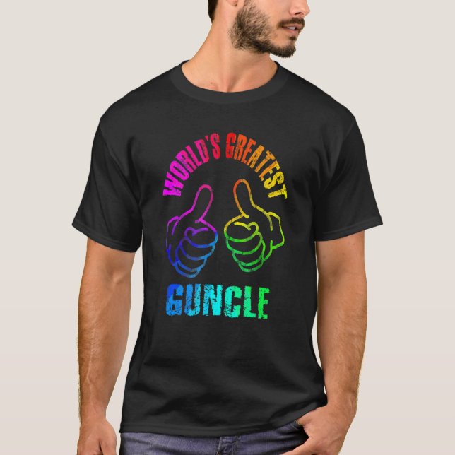 Die weltweit größten Guncle-Rainbow-Farben DISTRES T-Shirt (Vorderseite)