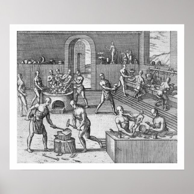 Die Werkstatt der Goldschmiede von Atahualpa in Qu Poster (Vorne)