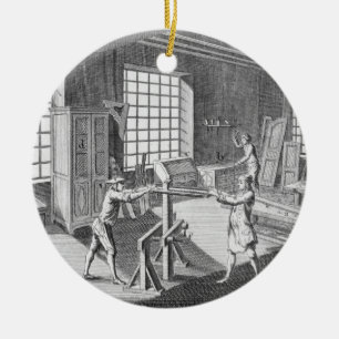 Die Werkstatt eines Tischlers, vom 'Encyclopedie Keramikornament