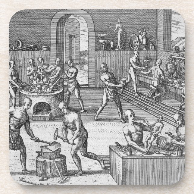 Die Werkstatt von Atahualpas Goldschmieden in Getränkeuntersetzer (Vorderseite)