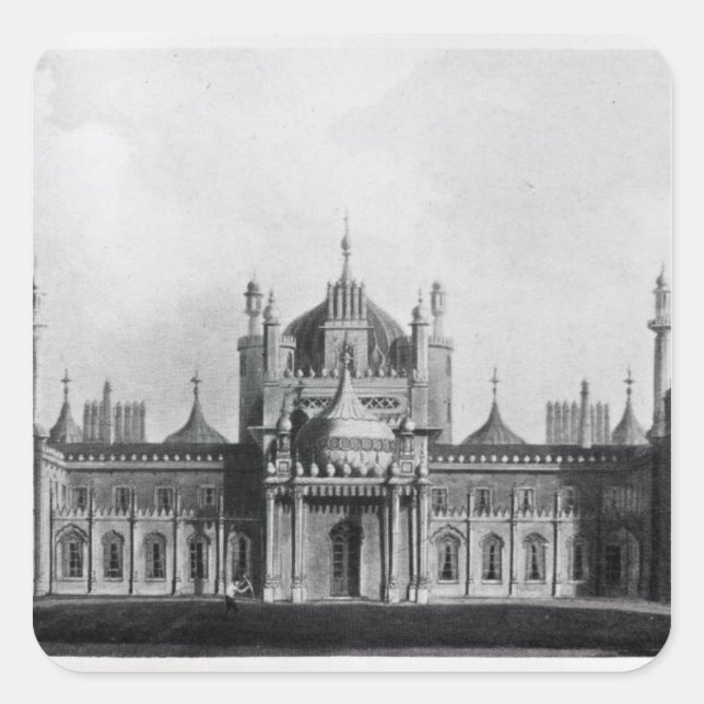 Die Westfront des Brighton-Pavillons Quadratischer Aufkleber (Vorderseite)