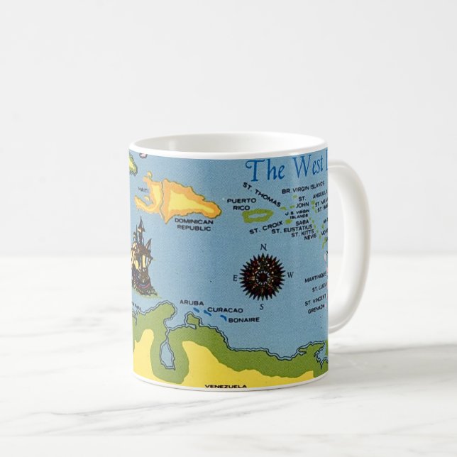 Die Westindien-Karte  Kaffeetasse (VorderseiteRechts)