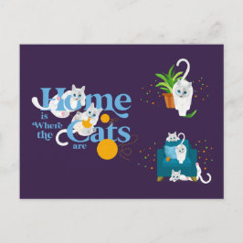 Die White Cat Illustration Zuhause ist der Ort, an Postkarte
