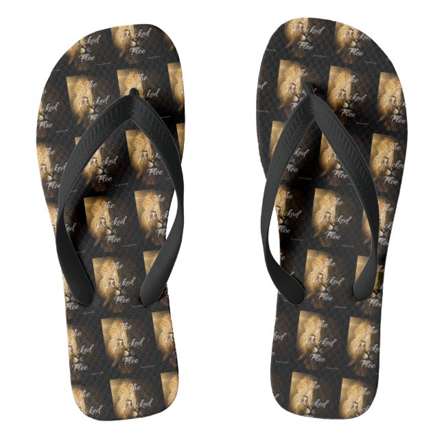 Die Wicked Flee Sprichwörter 28:1 KJV BLK All-Over Flip Flops (Fußbett)