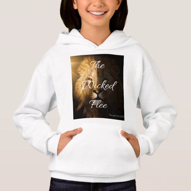 Die Wicked Flee Sprichwörter 28:1 KJV Girl's Hoodie (Vorderseite)