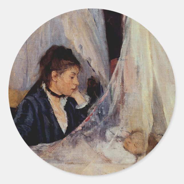 Die Wiege von Berthe Morisot Runder Aufkleber (Vorderseite)