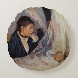 Die Wiege von Berthe Morisot Rundes Kissen
