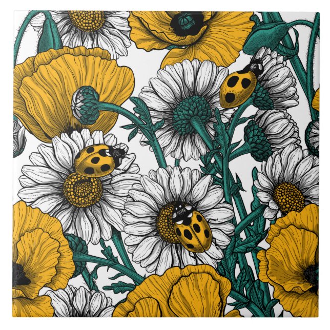 Die Wiese in Gelb Fliese (Vorderseite)