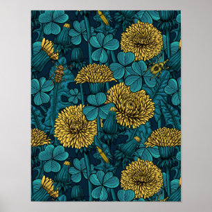 Die Wiese in Gelb und Blau Poster