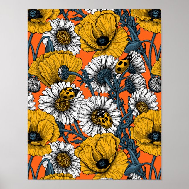 Die Wiese in Gelb und Blau Poster (Vorne)