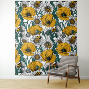 Die Wiese in Gelb Wandteppich