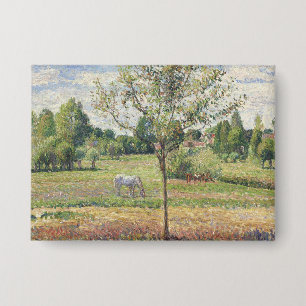 Die Wiese mit grauem Pferd, Eragny, Ölmalerei Button