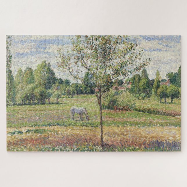 Die Wiese mit grauem Pferd, Eragny, Ölmalerei Puzzle (Horizontal)