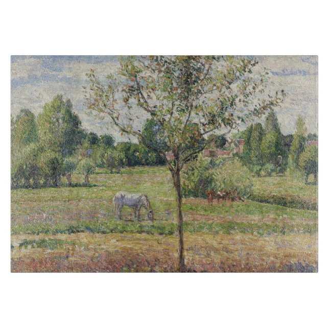 Die Wiese mit grauem Pferd, Eragny, Ölmalerei Schneidebrett (Vorderseite)