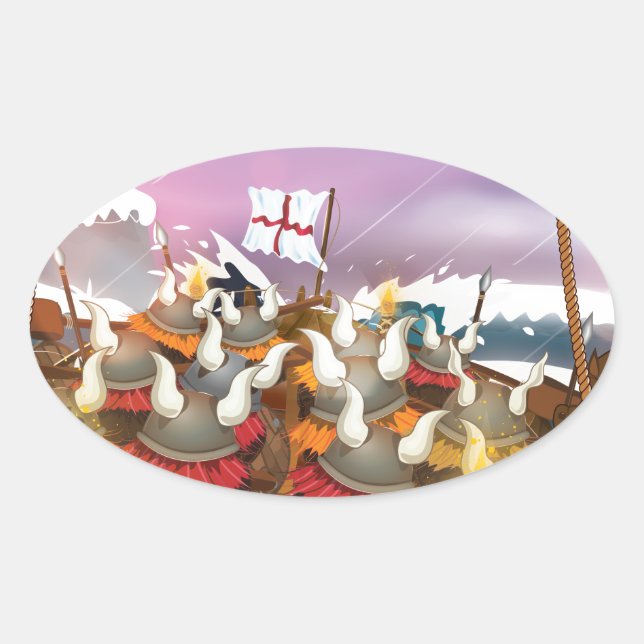 Die Wikinger Ovaler Aufkleber (Vorderseite)