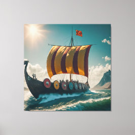 Die Wikinglongschiff schneidet durch die Wellen Leinwanddruck