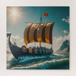 Die Wikinglongschiff schneidet durch die Wellen Puzzle