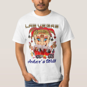 Die wilde Ansicht-großes Bild Vegas-Jokers unten T-Shirt
