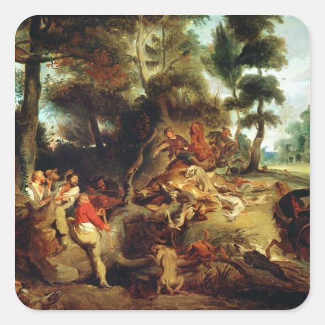 Die wilde Boarenjagd Quadratischer Aufkleber (Vorderseite)