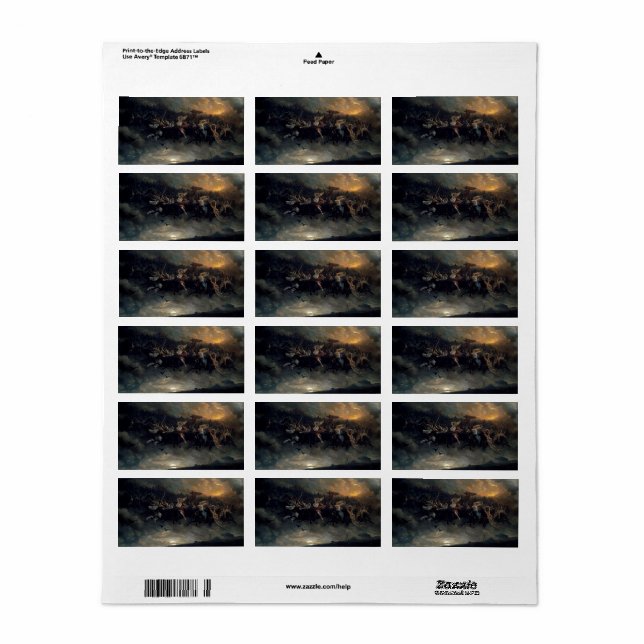 Die wilde Jagd auf Odin, 1872 von Peter Nicolai Ar Adressaufkleber (Vorne)