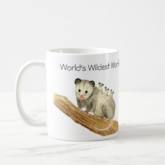 Die wildeste Mama der Welt! Opossum und Säuglinge Kaffeetasse (Links)
