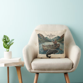 "Die Wildnis wartet" Vintage-Angler-Design Kissen
