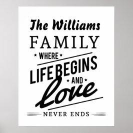Die Williams Family Life-Liebe Vintag Typografie Poster