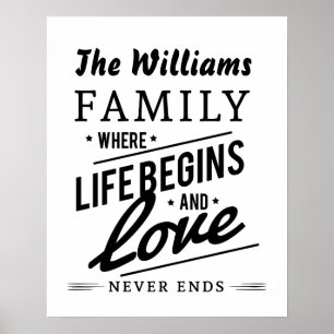 Die Williams Family Life-Liebe Vintag Typografie Poster