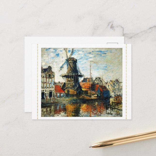 Die Windmühle, Claude Monet 1871 Postkarte (Vorderseite/Rückseite Beispiel)