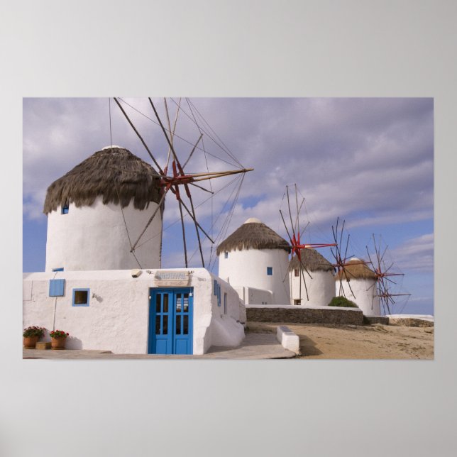 Die Windmühlen von Mykonos auf den griechischen In Poster (Vorne)