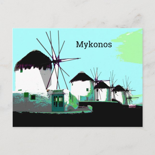 Die Windmühlen von Mykonos, Griechenland Postkarte (Vorderseite)