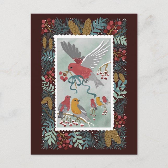 Die Winter Earth Song Crimson Red Postcard Postkarte (Vorderseite)