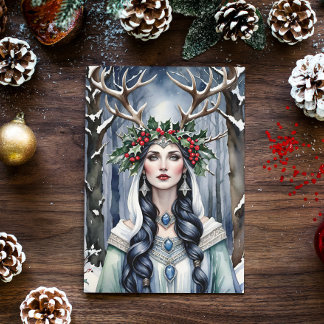 Die Winter Solstice-Göttin im Wald Feiertagskarte