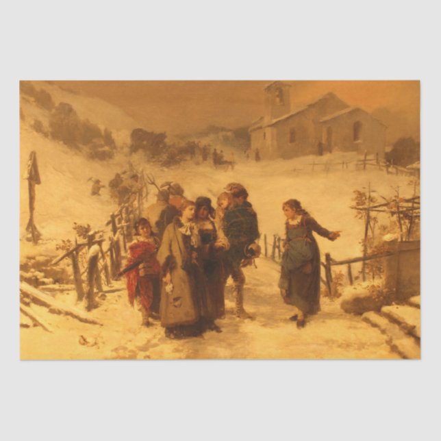 Die winterliche Lawine (von Gerolamo Induno) Seidenpapier (Vorderseite)