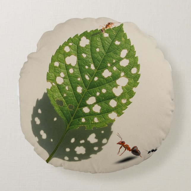 Die winzigen Architekten der Natur mögen ihre leaf Rundes Kissen (Vorderseite)